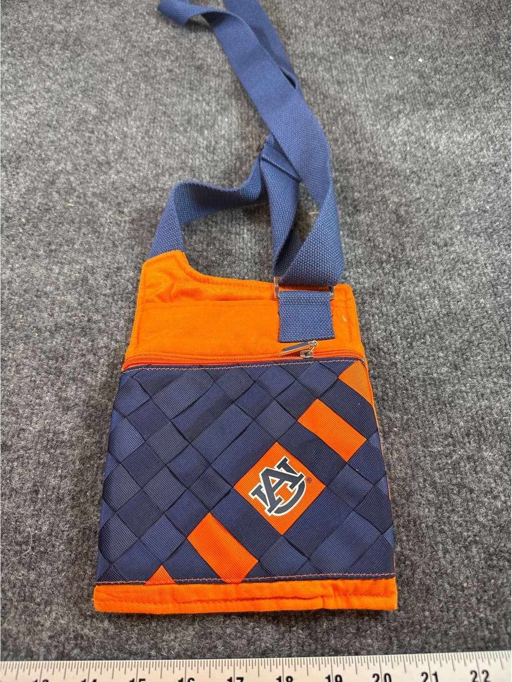 Tessuta Auburn University Crossbody Shoulder Bag Navy and Orange